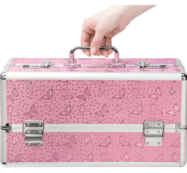 Большой кейс для хранения секс-игрушек BMS Factory Large Lokable Vibrator Case Pink, кодовый замок