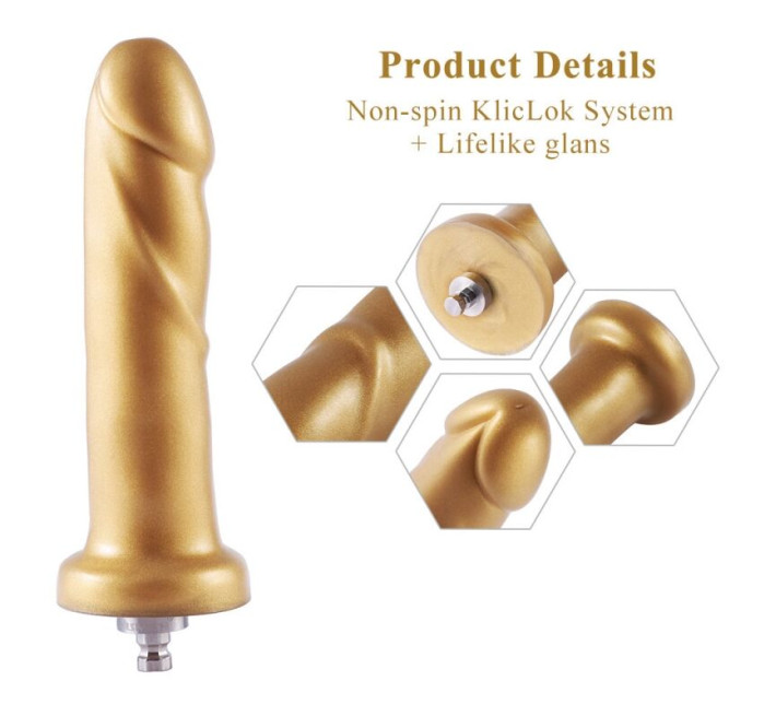 Золотий фалоімітатор Hismith 6.8″ Golden Silicone Dildo, система KlicLok