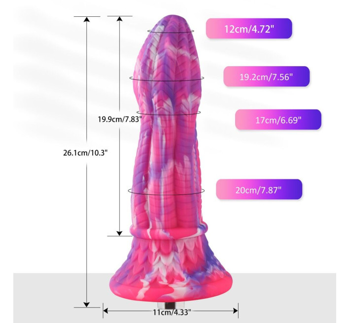 Фаллоимитатор для секс-машин Hismith 10.3″ Silicone Monster Dildo Series, KlicLok и присоска