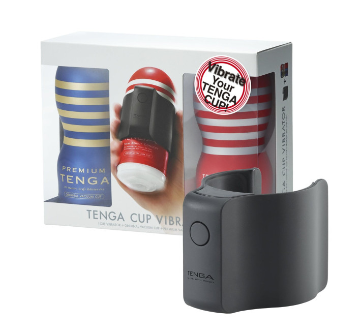 Вибронасадка Tenga CUP VIBRATOR, 7 режимов, 2 мастурбатора в комплекте