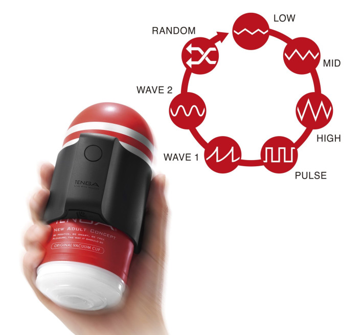 Вибронасадка Tenga CUP VIBRATOR, 7 режимов, 2 мастурбатора в комплекте