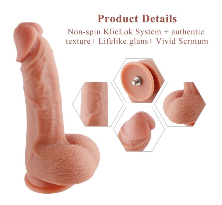 Ультрареалистичный фаллоимитатор для секс-машин Hismith 8.3″ 2-layers Silicone Flesh Dildo, 2-слойный