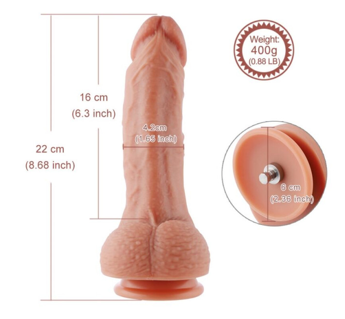 Ультрареалистичный фаллоимитатор для секс-машин Hismith 8.3″ 2-layers Silicone Flesh Dildo, 2-слойный