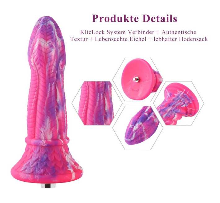 Фаллоимитатор для секс-машин Hismith 10.3″ Silicone Monster Dildo Series, KlicLok и присоска