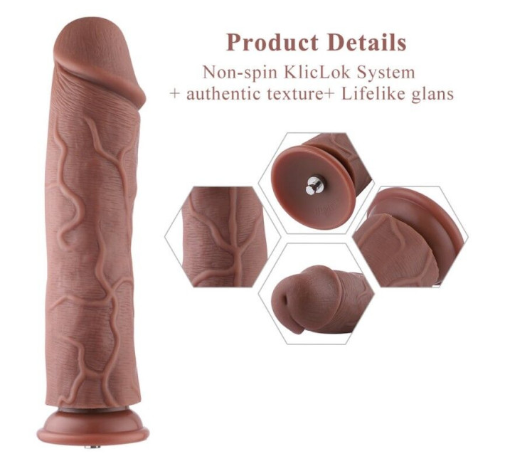 Силіконовий фалоімітатор для секс-машин Hismith 11″ Silicone Dildo, система KlicLok