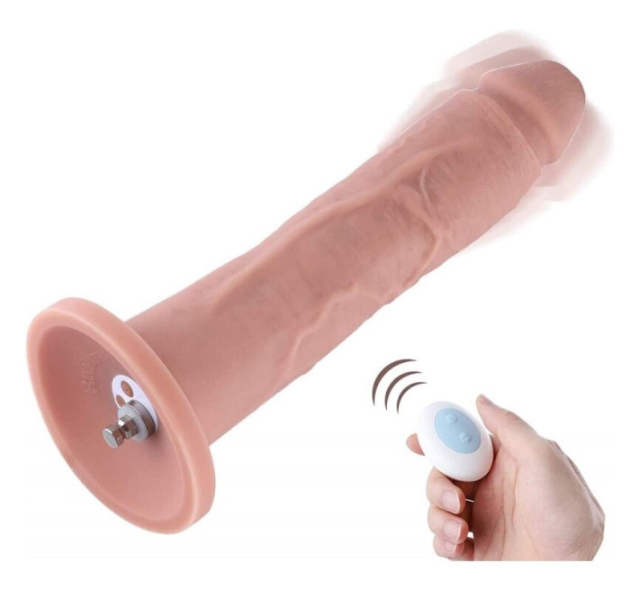 Фаллоимитатор с вибрацией для секс-машин Hismith 10.2 Silicone Dildo with Vibe, KlicLok, пульт ДУ