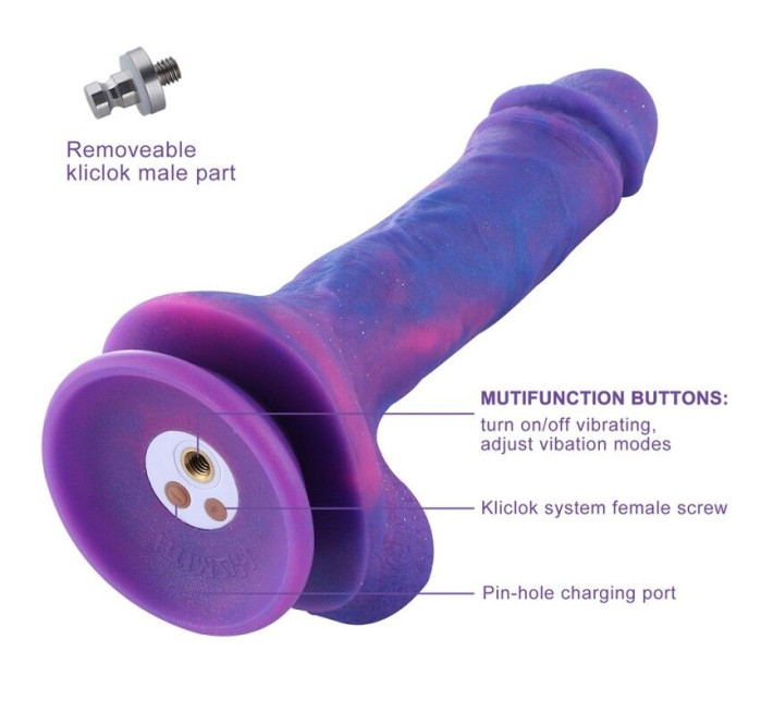 Фалоімітатор з вібрацією для секс-машин Hismith 8.2 Purple Silicone Dildo with Vibe, KlicLok