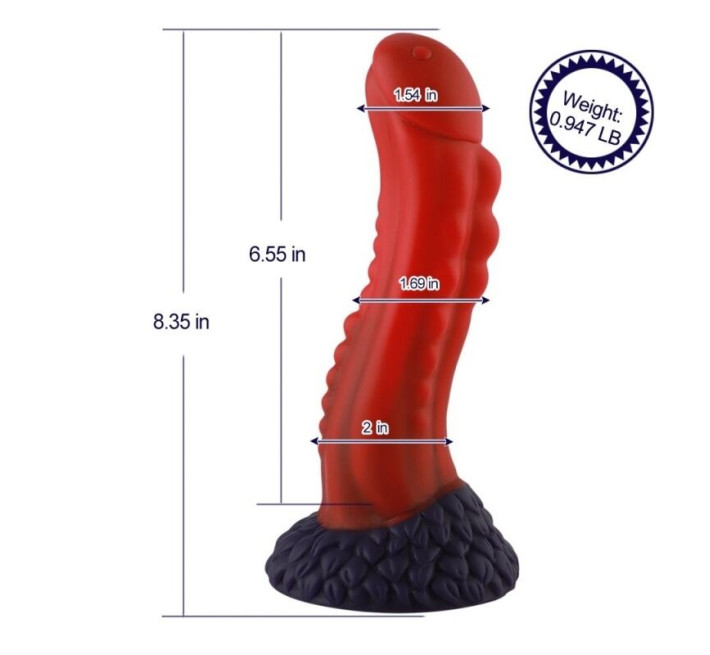Силіконовий дилдо Hismith 8.35 Curved Silicone Dildo Red Monster Series