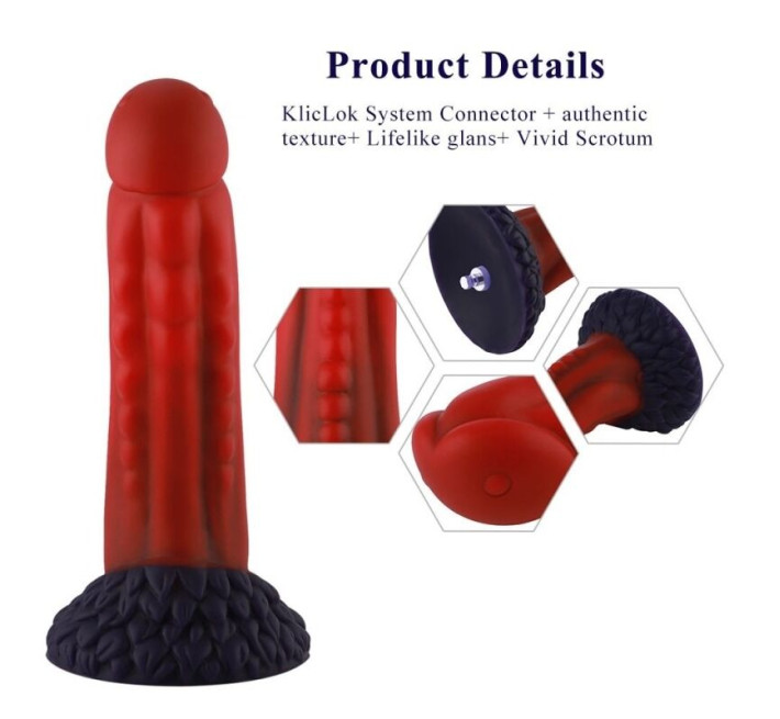 Силіконовий дилдо Hismith 8.35 Curved Silicone Dildo Red Monster Series