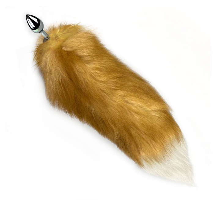 Металева анальна пробка з хвостом із натурального хутра Art of Sex size M Red fox