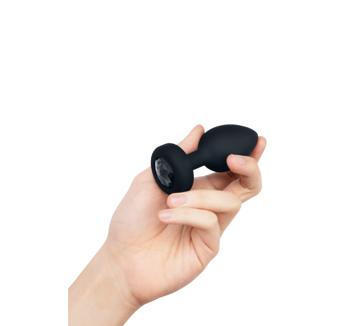 Анальна пробка з вібрацією та пультом B-Vibe Vibrating Jewel Plug, чорна, M/L