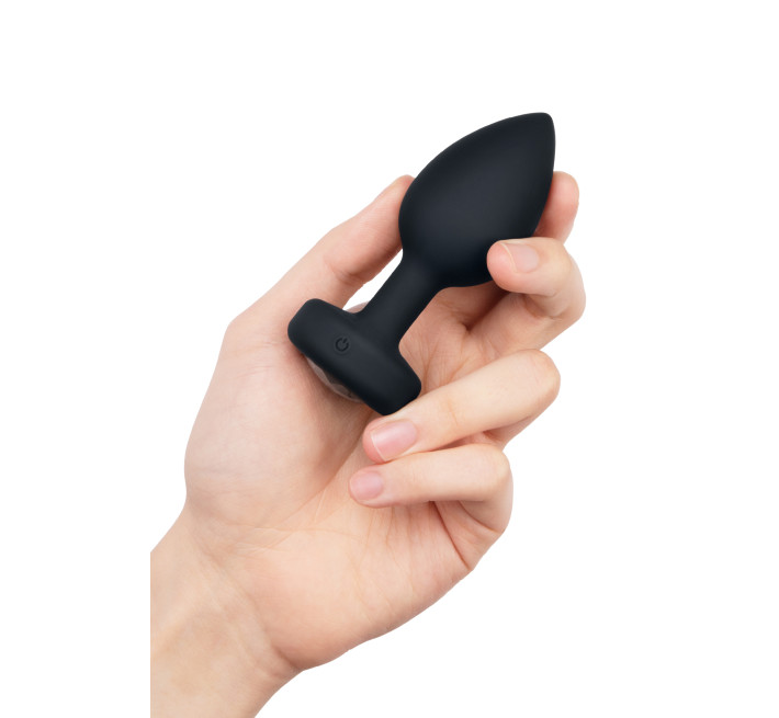Анальна пробка з вібрацією та пультом B-Vibe Vibrating Jewel Plug, чорна, M/L