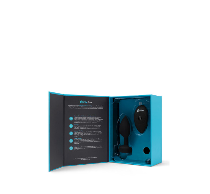 Анальна пробка з вібрацією та пультом B-Vibe Vibrating Jewel Plug, чорна, M/L