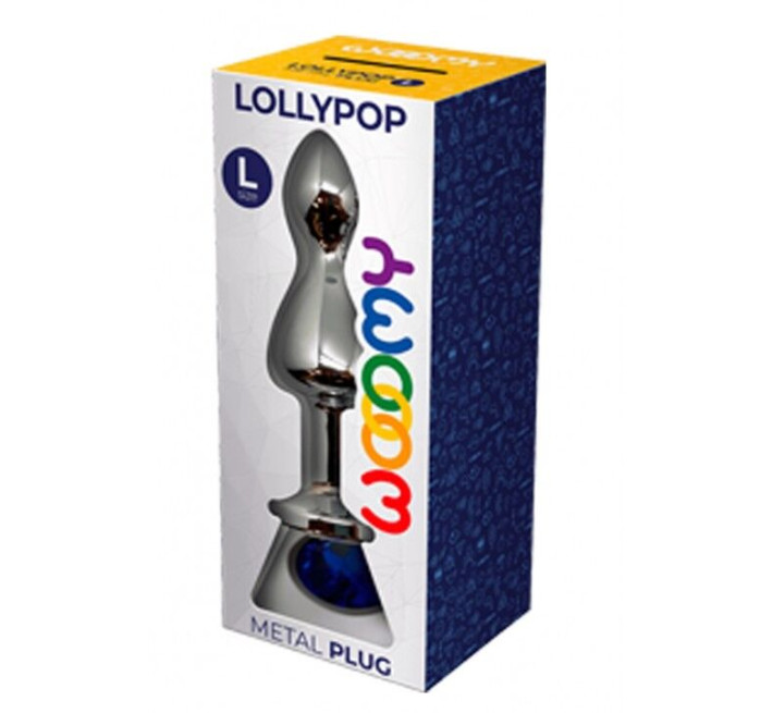 Металева анальна пробка Wooomy Lollypop Double Ball Metal Plug Blue L діаметр 3,5 см, довжина 10,5см