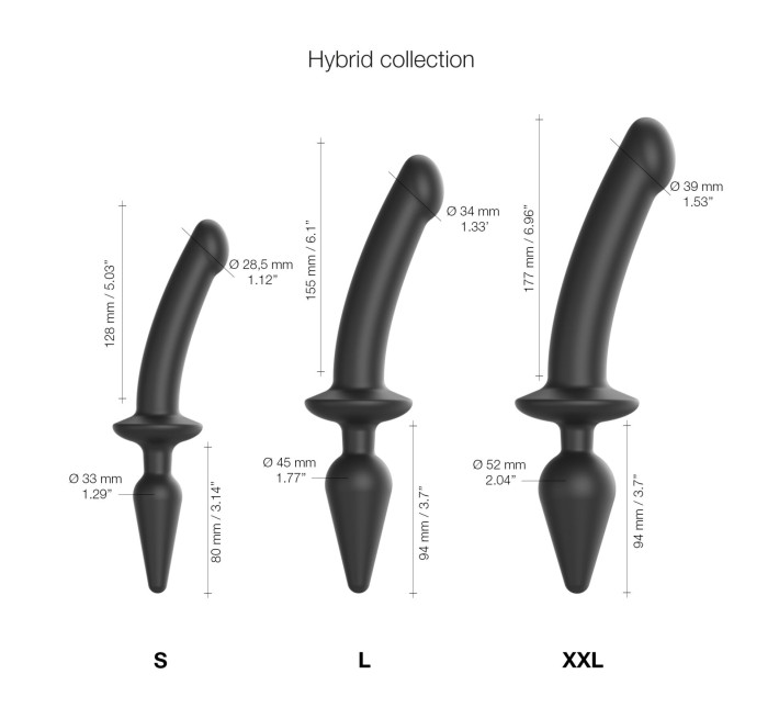 Анальная пробка с дилдо 2в1 Strap-On-Me SWITCH PLUG-IN DILDO Black XXL, диаметр 5,2/3,9 см