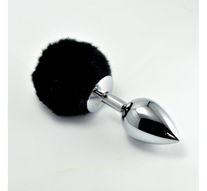 Анальная пробка LoveToy Heavy Metal Anal Plug Pompon S Black