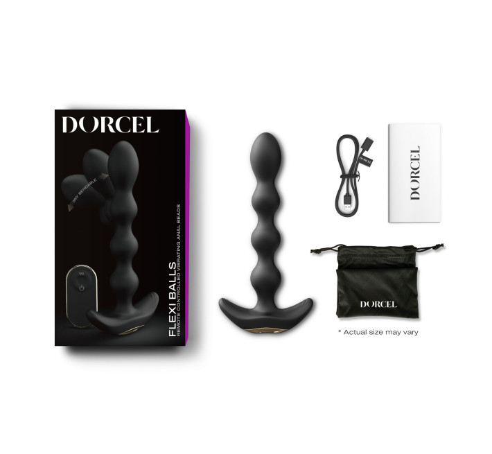 Анальний вібратор-намисто Dorcel FLEXI BALLS, гнучкий стовбур, пульт ДК
