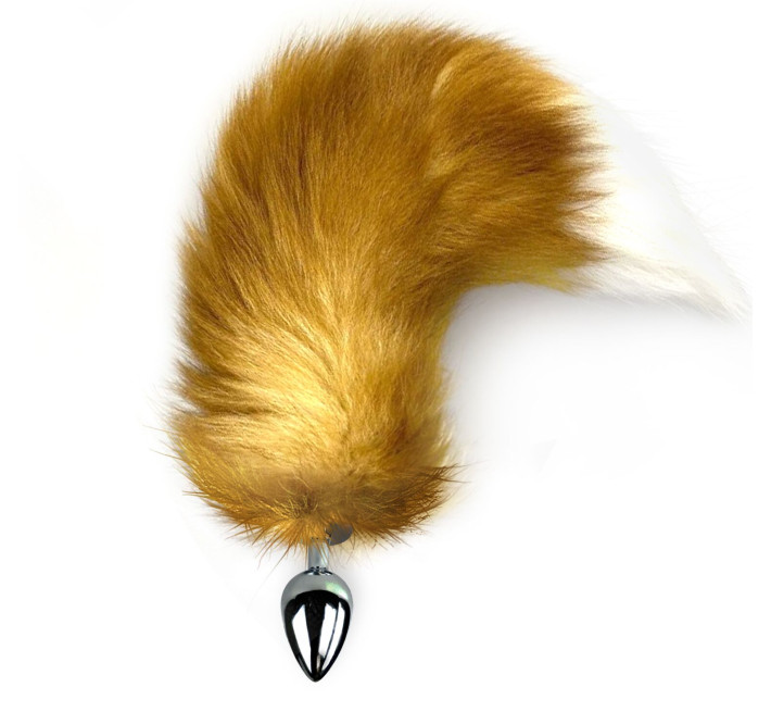 Металева анальна пробка з хвостом із натурального хутра Art of Sex size M Red fox