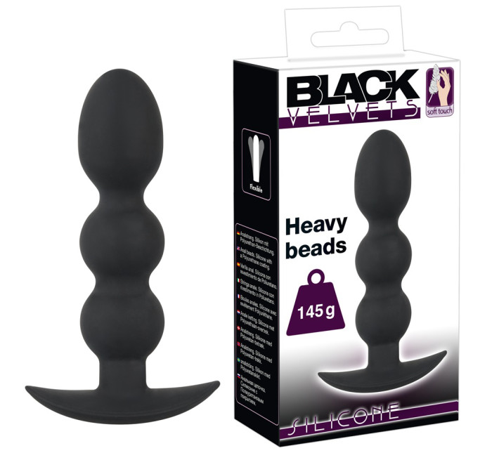 Анальна пробка Black Velvets Heavy Beads, 145 г