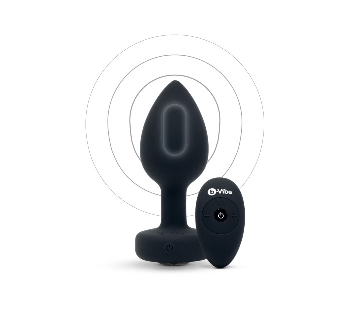 Анальна пробка з вібрацією та пультом B-Vibe Vibrating Jewel Plug, чорна, M/L