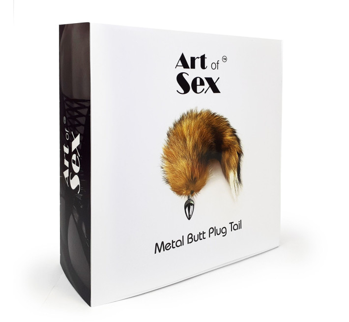 Металева анальна пробка з хвостом із натурального хутра Art of Sex size M Red fox