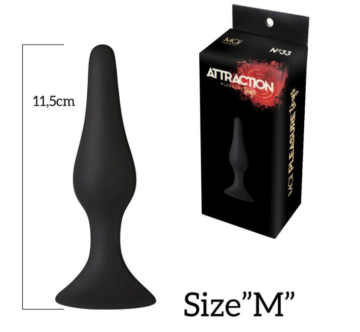 Анальна пробка на присосці MAI Attraction Toys №33 Чорна 11,5/3 см