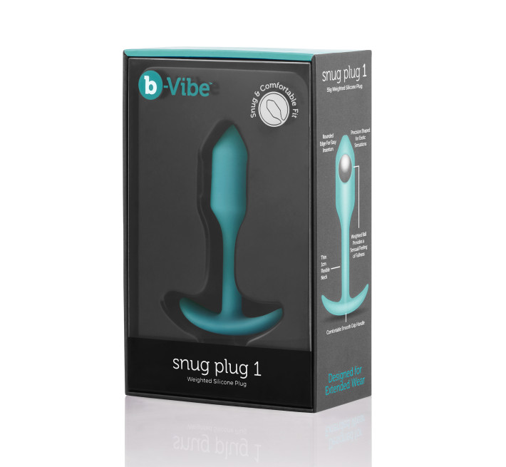 Анальна пробка із зміщеним центром ваги B-vibe Snug Plug 1 бірюзова