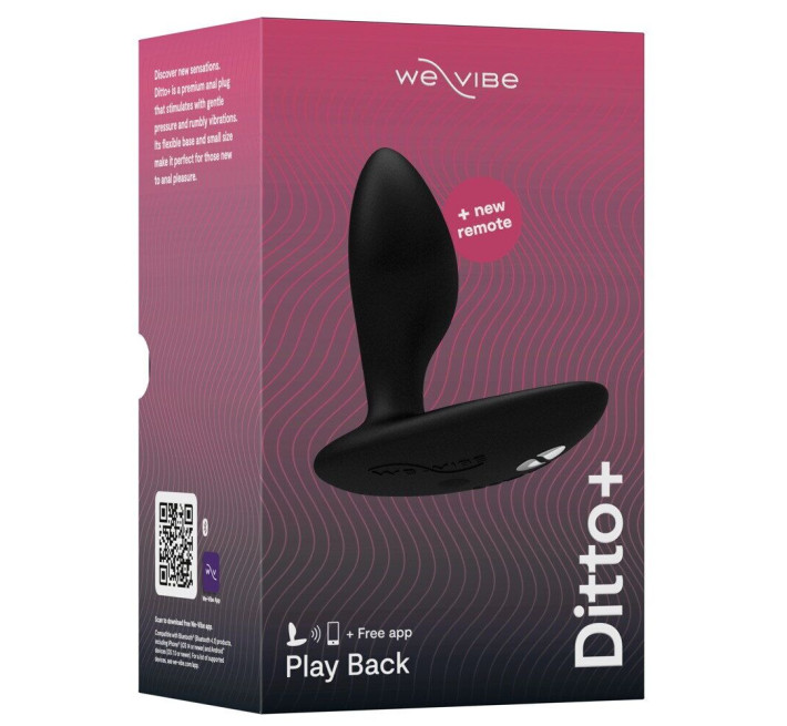 Анальная смарт-вибропробка We-Vibe Ditto+ Satin Black с пультом ДУ