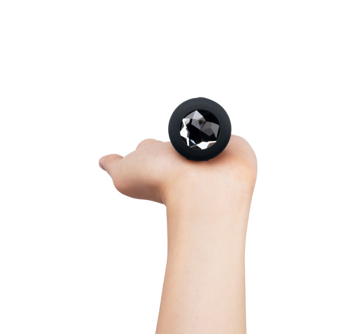 Анальна пробка з вібрацією та пультом B-Vibe Vibrating Jewel Plug, чорна, M/L
