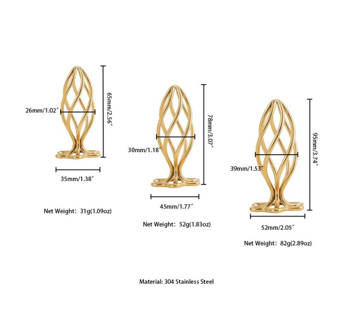 Анальна пробка LOCKINK SEVANDA Hollow Spiral Golden Metal Anal Plug - S size