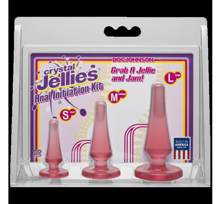 Набір анальних пробок Doc Johnson Crystal Jellies Anal Initiation Kit Рожевий