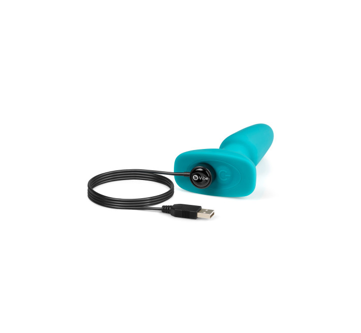 Анальна пробка з вібрацією та імітацією риммінгу B-Vibe Rimming Plug 2, блакитна
