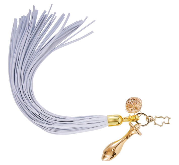 Металева анальна пробка Хвіст поні LOCKINK SEVANDA White Pony-Tail Anal Rose-shape Plug