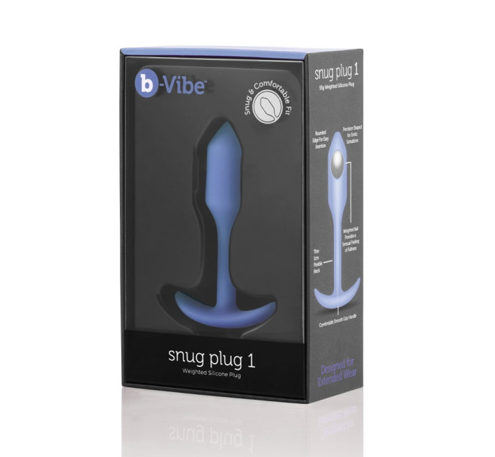 Анальная пробка со смещенным центром тяжести B-vibe Snug Plug 1 голубая