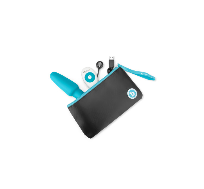 Анальна пробка з вібрацією та імітацією риммінгу B-Vibe Rimming Plug 2, блакитна