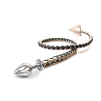 Металева анальна пробка S з диявольським хвостом Art of Sex - Succubus, екошкіра, чорний/золото Металева анальна пробка S з диявольським хвостом Art of Sex - Succubus, екошкіра, чорний/золото