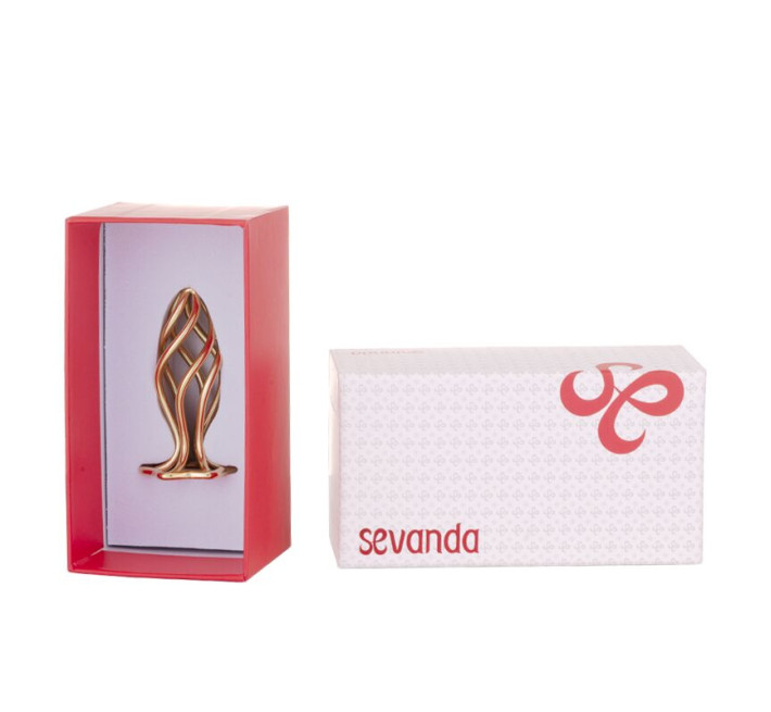 Анальна пробка LOCKINK SEVANDA Hollow Spiral Golden Metal Anal Plug - M size