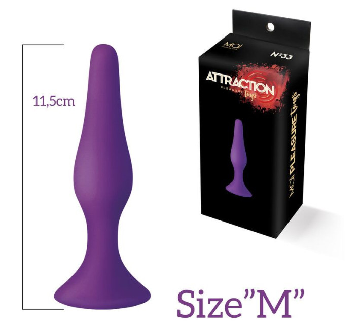 Анальна пробка на присосці MAI Attraction Toys №33 Фіолетова 11,5/3 см