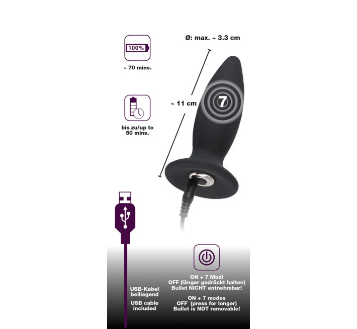 Анальна пробка Black Velvets Rechargeable Plug Small