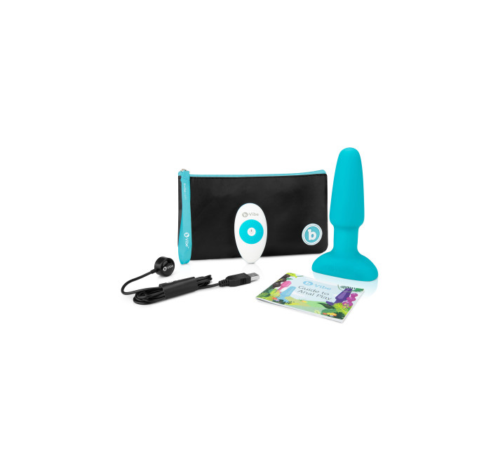 Анальна пробка з вібрацією та імітацією риммінгу B-Vibe Rimming Plug 2, блакитна