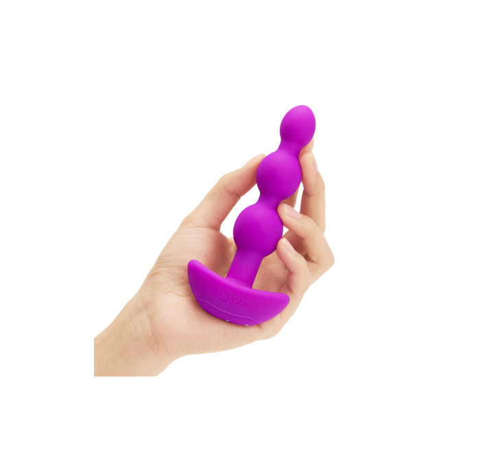 Анальні кульки з пультом, 2 мотори B-Vibe TRIPLET ANAL BEADS, фуксія