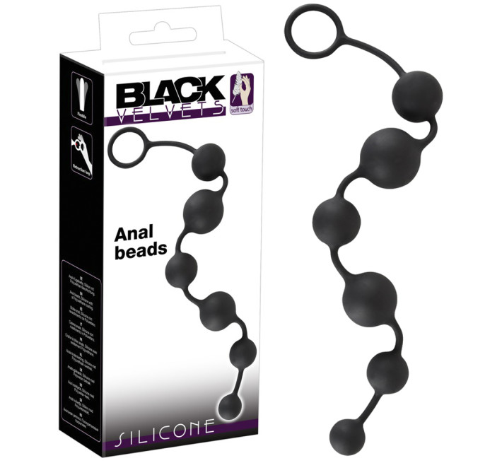 Анальные шарики Black Velvets Beads Черные
