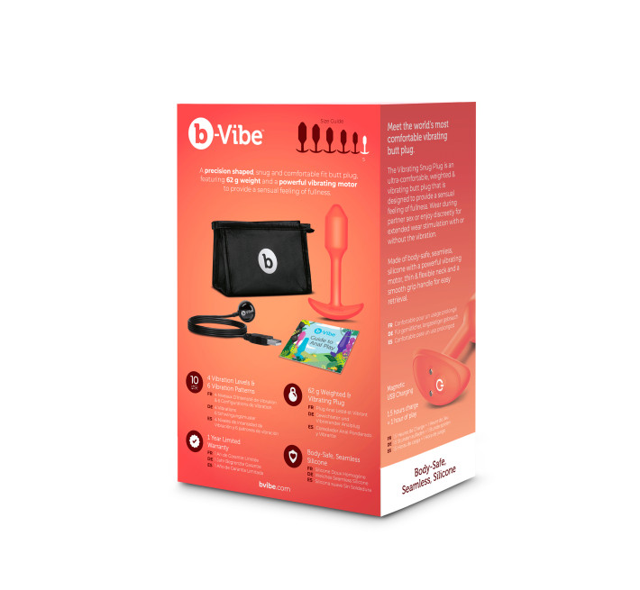 Анальна пробка з вібрацією B-Vibe Snug Plug 1, помаранчева, розмір S