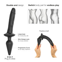 Анальна пробка з дилдо 2в1 Strap-On-Me SWITCH PLUG-IN REALISTIC DILDO Black XXL, діаметр 5,2/3,9 см Анальна пробка з дилдо 2в1 Strap-On-Me SWITCH PLUG-IN REALISTIC DILDO Black XXL, діаметр 5,2/3,9 см