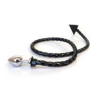 Металева анальна пробка M з диявольським хвостом Art of Sex - Succubus, екошкіра, чорний Металева анальна пробка M з диявольським хвостом Art of Sex - Succubus, екошкіра, чорний