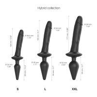 Анальна пробка з дилдо 2в1 Strap-On-Me SWITCH PLUG-IN REALISTIC DILDO Black XXL, діаметр 5,2/3,9 см Анальна пробка з дилдо 2в1 Strap-On-Me SWITCH PLUG-IN REALISTIC DILDO Black XXL, діаметр 5,2/3,9 см