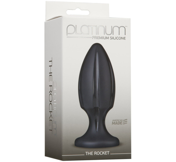 Анальний плаг із каналами для змащення Doc Johnson Platinum Premium Silicone - The Rocket Чорний