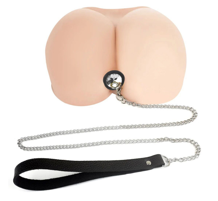 Силиконовая анальная пробка Art of Sex Silicone Anal Plug with Leash size M с поводком Black