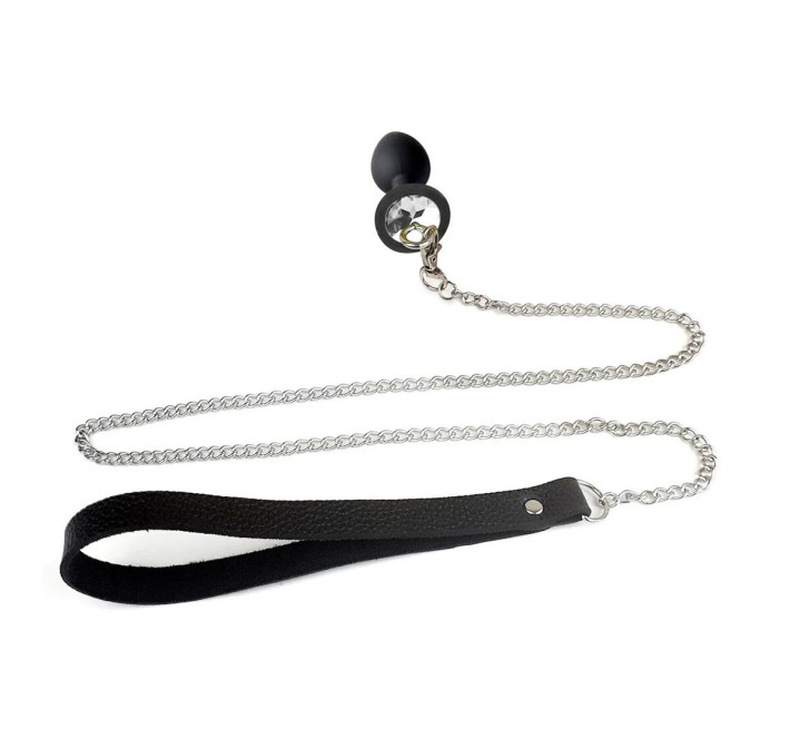 Силиконовая анальная пробка Art of Sex Silicone Anal Plug with Leash size M с поводком Black