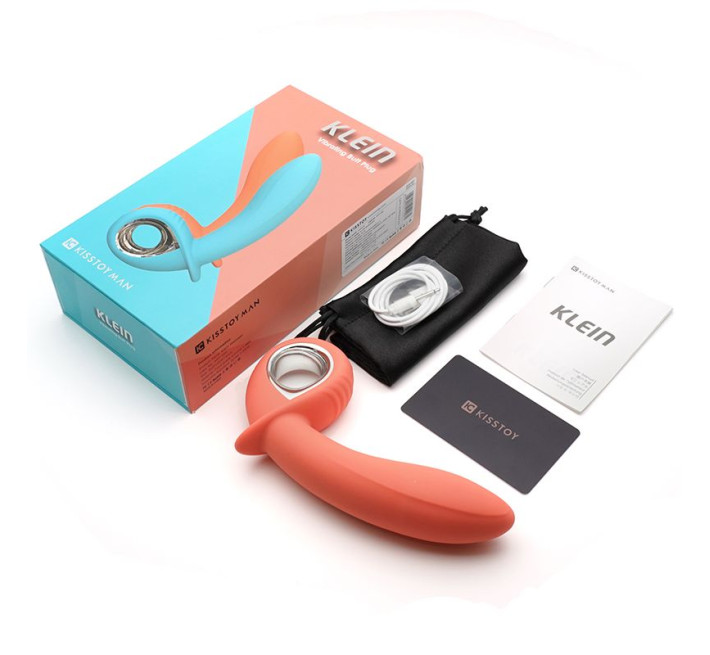 Анальний вібратор KisToy Klein Помаранчевий з надуючим кінчиком
